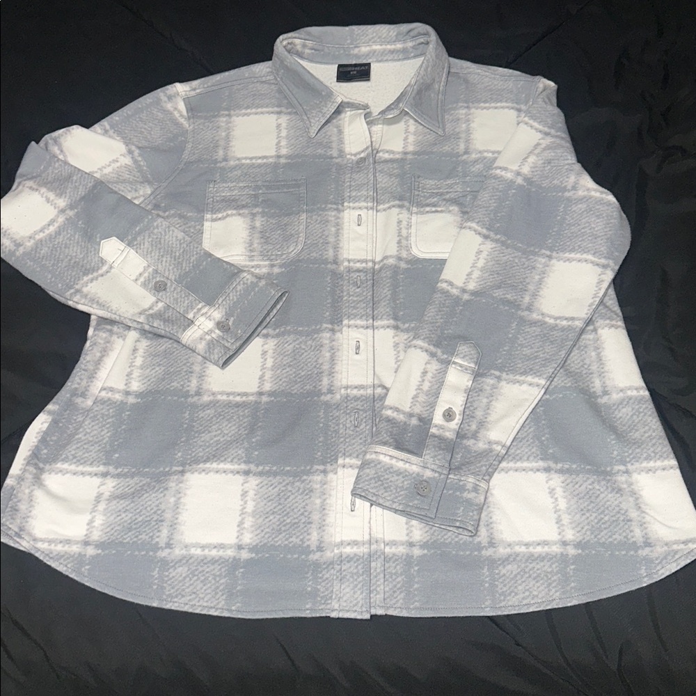 32 Degrees Gray and White Plaid Button Down Shirt